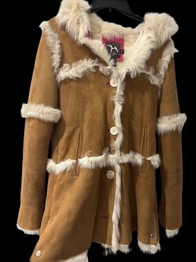 Coach Kids XL Girl’s Suede & Shearling Lined Coat